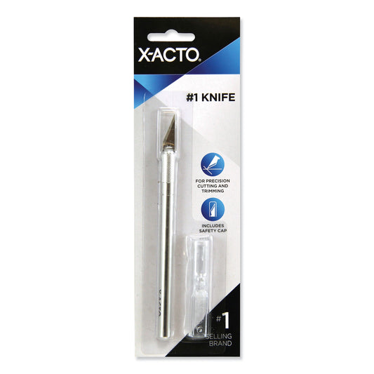 X-ACTO No. 1 Z-Series Precision Utility Knife with Replaceable Steel Blade, Safety Cap, Silver (XZ3601)