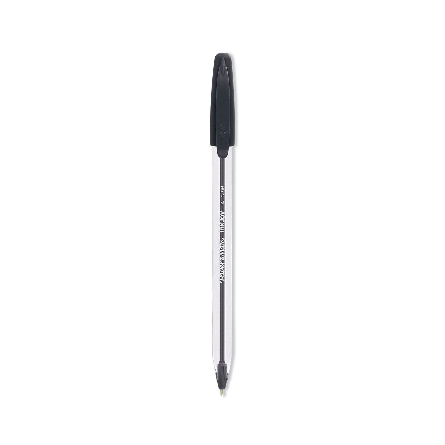 Paper Mate InkJoy 50ST Ballpoint Pen, Stick, Medium 1 mm, Black Ink, Clear Barrel, Dozen (2013154)