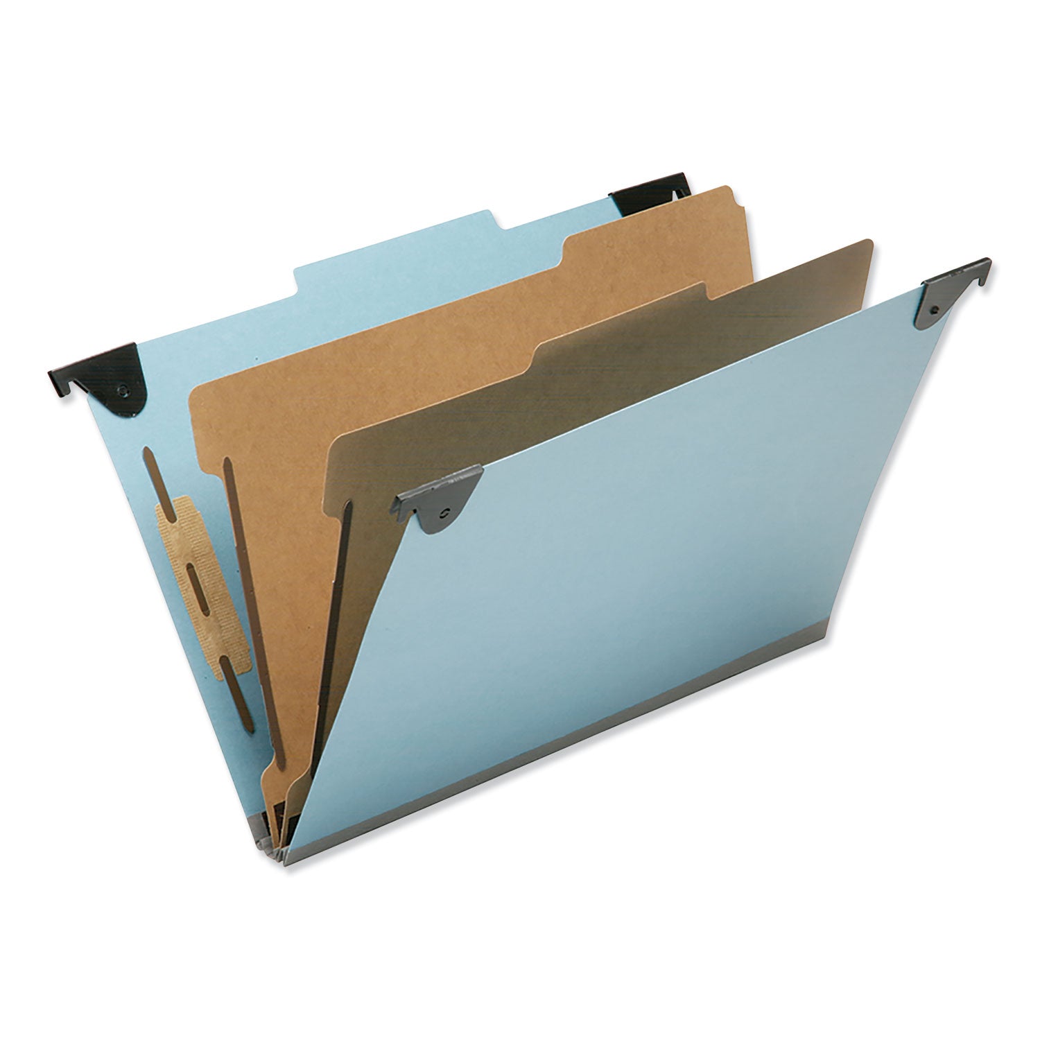 AbilityOne 7530016216199, SKILCRAFT Hanging Classification Folders, Legal Size, 2 Dividers, 2/5-Cut Exterior Tabs, Light Blue, 5/Box