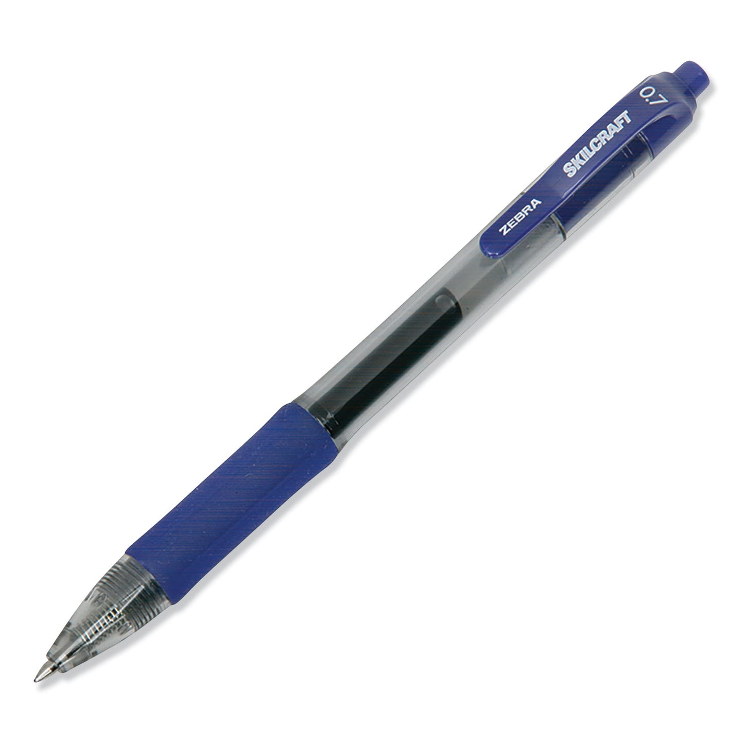 AbilityOne 7520016473136, SKILCRAFT Gel Pen, Retractable, Medium 0.7 mm, Blue Ink, Clear/Blue Barrel, Dozen