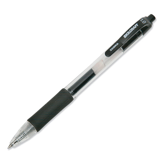 AbilityOne 7520016473137, SKILCRAFT Gel Pen, Retractable, Bold 1 mm, Black Ink, Clear/Black Barrel, Dozen