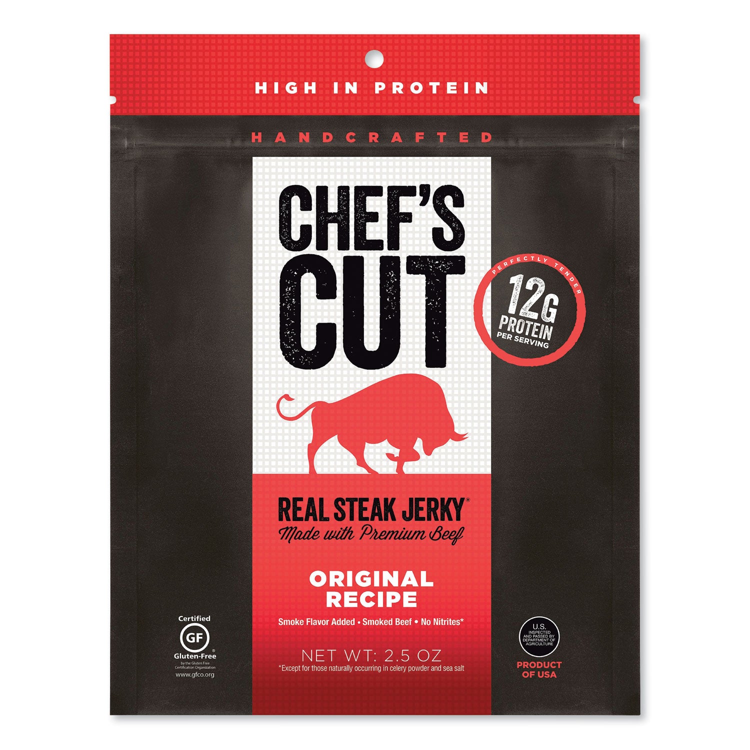 Chef's Cut Real Steak Jerky, Original Recipe, 2.5 oz Bag (CCR00500)