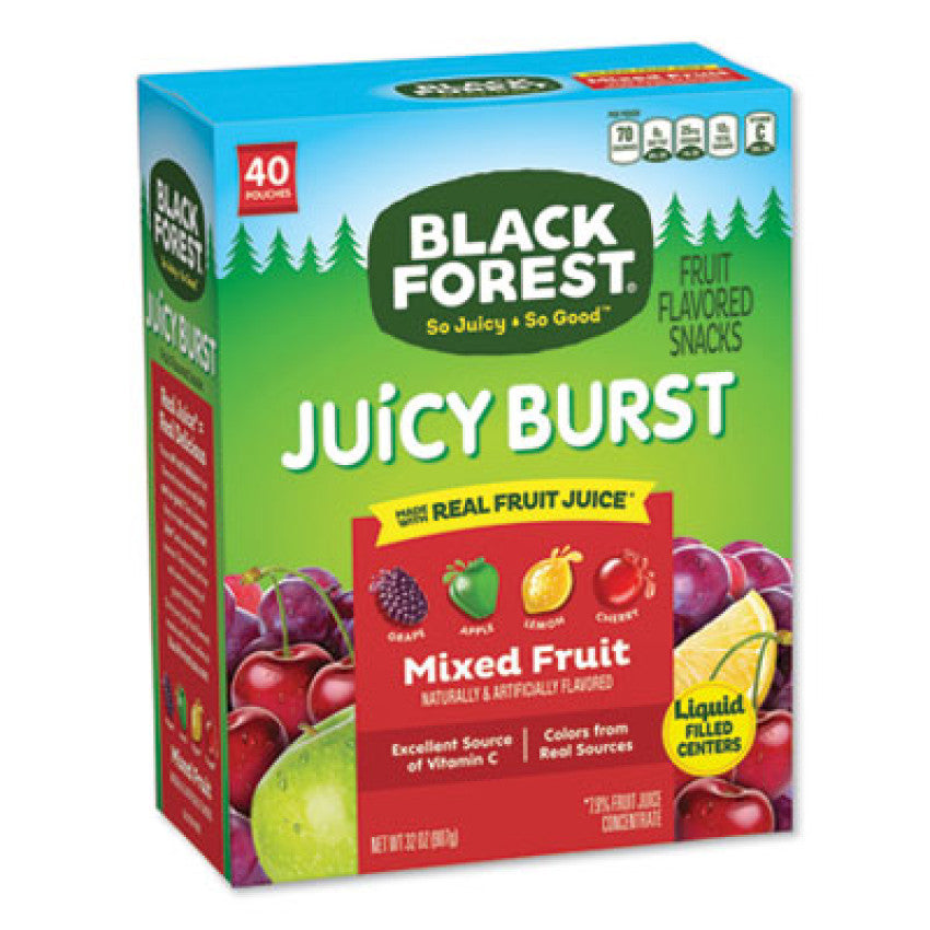 Black Forest Juicy Burst Fruit Flavored Snack, Mixed Fruit, 32 oz, 40/Box (FER47149)