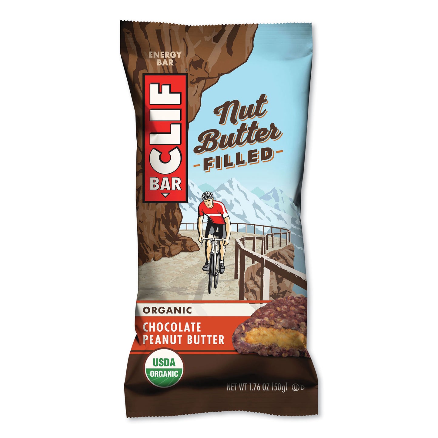 CLIF Bar Nut Butter Filled Energy Bar, Chocolate Peanut Butter, 1.76 oz Bar, 12 Bars/Box (CCC56801)