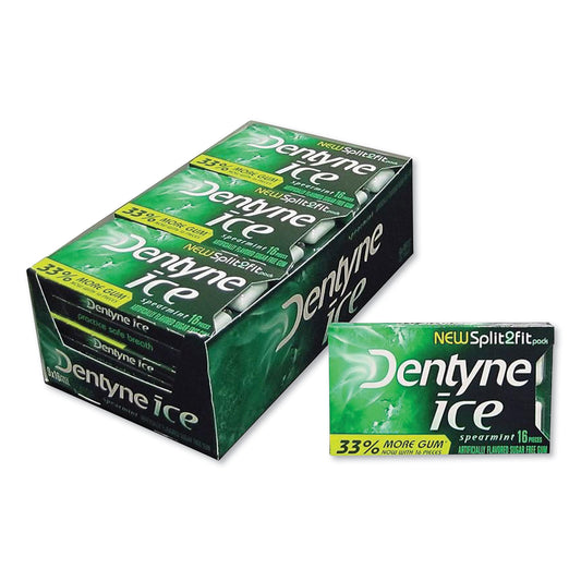 Dentyne Sugarless Gum, Spearmint, 16 Pieces/Pack, 9 Packs/Box (AMC31500)