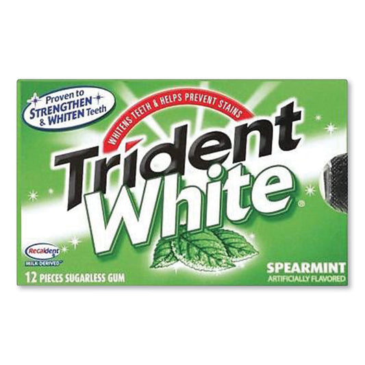 Trident Sugar-Free Gum, White Spearmint, 16 Sticks/Pack, 9 Packs/Box (AMC67610)