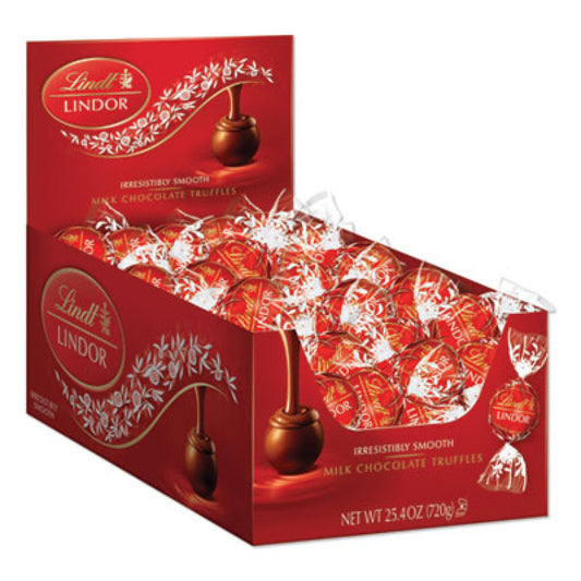 Lindt Lindor Milk Chocolate Truffles, 25.4 oz Box, 60/Box (LAS3512)