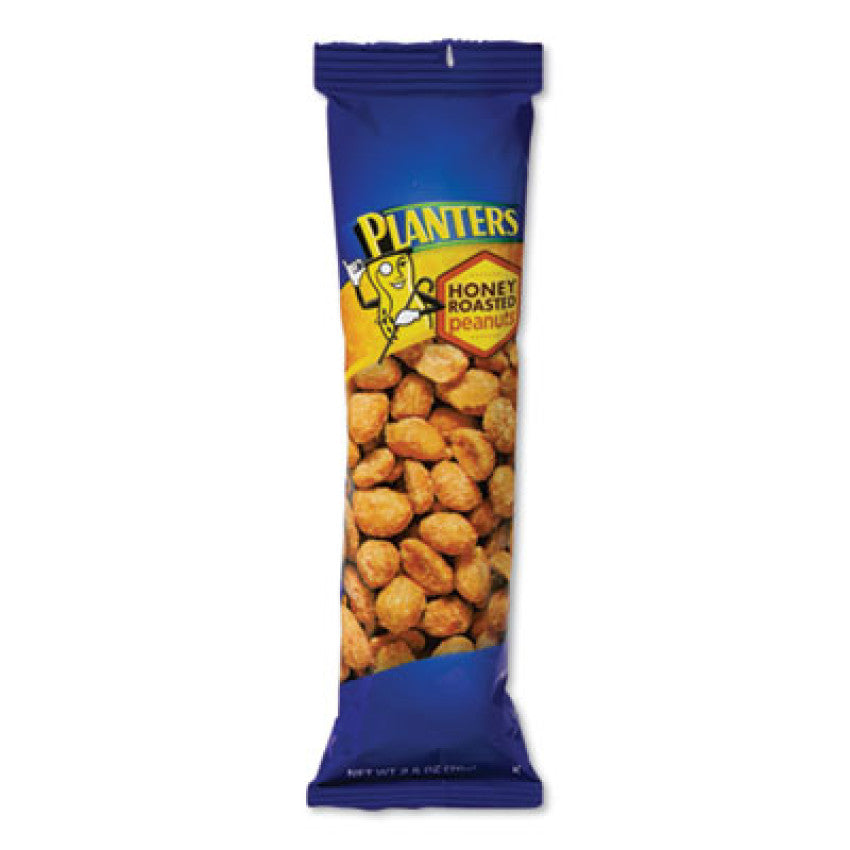 Planters Honey Roasted Peanuts, 2.5 oz Tube, 15/Box (01652)