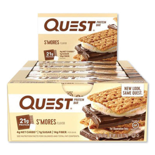 Quest Protein Bars, S'mores, 2.12 oz Bar, 12 Bars/Box (00123)