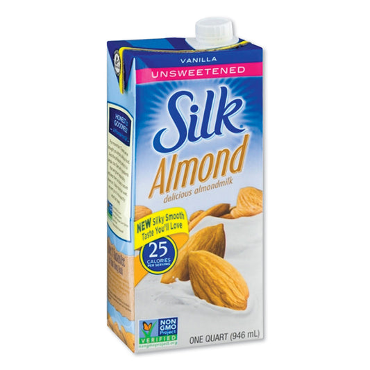 Silk Almond Milk, Unsweetened Vanilla, 32 oz Aseptic Box (443869)