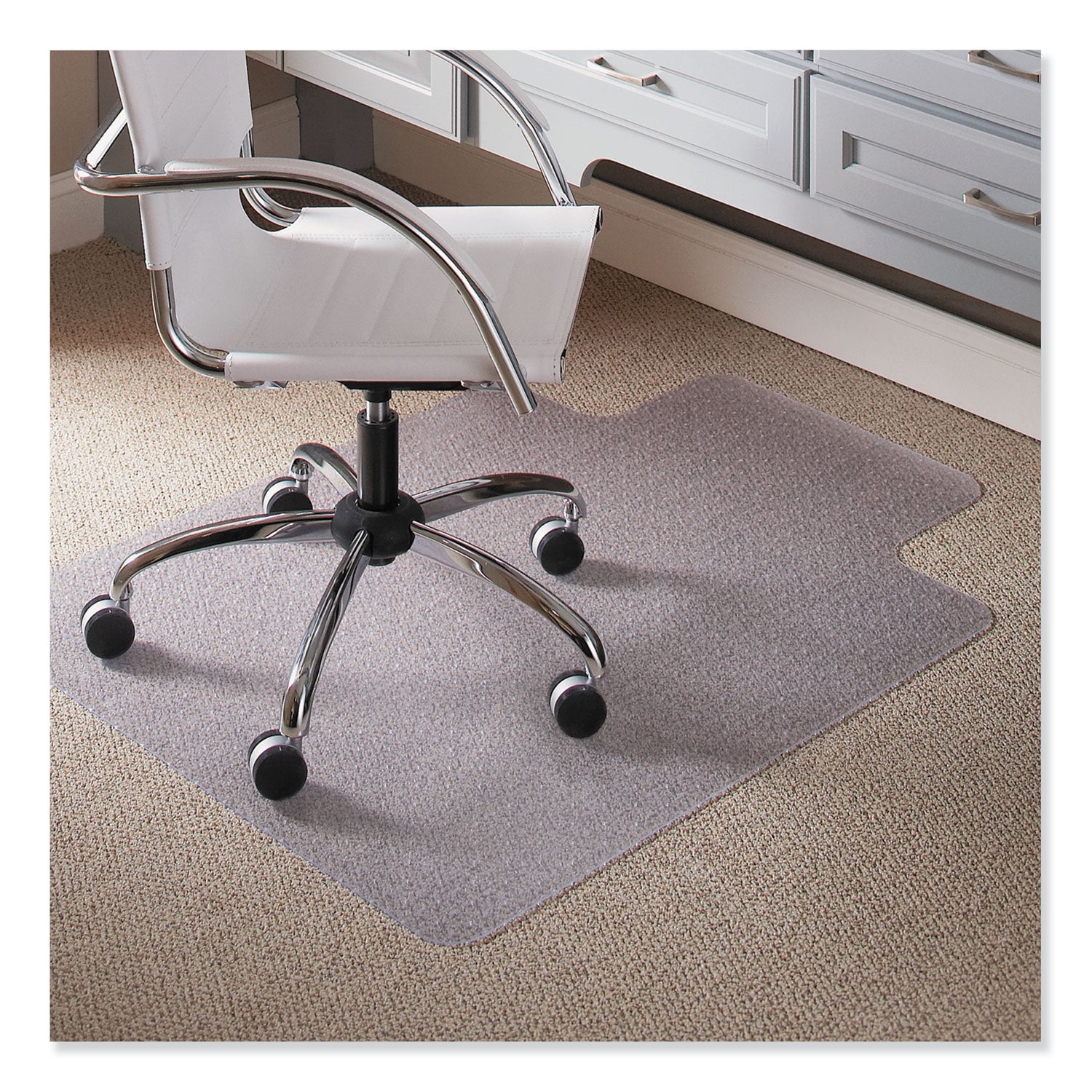 ES Robbins EverLife Light Use Chair Mat for Flat to Low Pile Carpet, Rectangular with Lip, 45 x 53, Clear (120123)