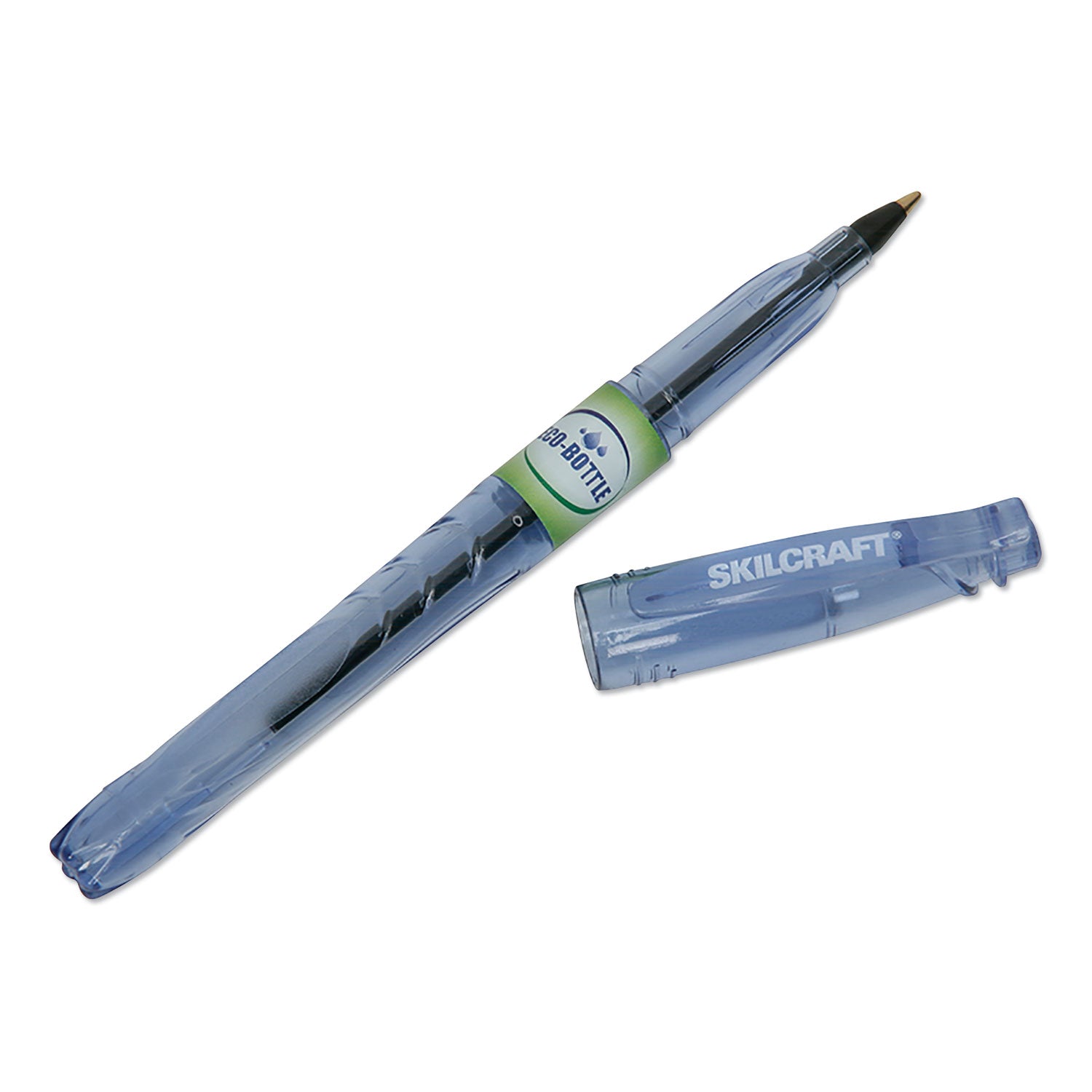 AbilityOne 7520016827160, SKILCRAFT Recycled Water Bottle Ballpoint Pen, Stick, Fine 0.5 mm, Black Ink, Clear Barrel, Dozen