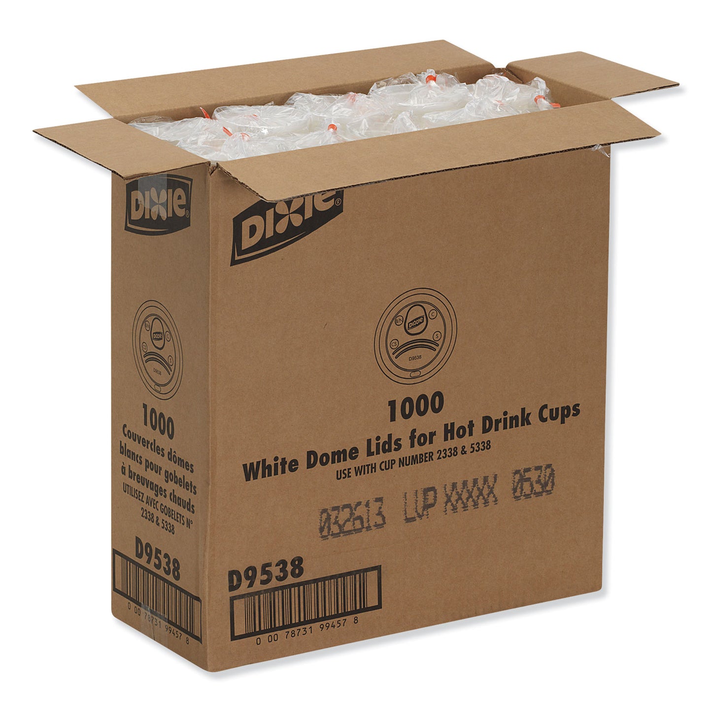Dixie Dome Hot Drink Lids, Fits 8 oz Cups, White, 100/Sleeve, 10 Sleeves/Carton (D9538)