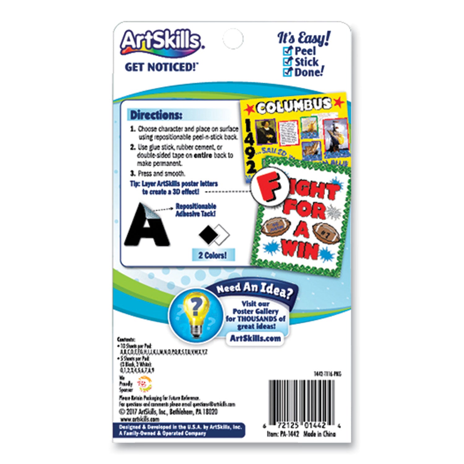 ArtSkills Black and White Poster Letters and Numbers, 10"h, 310/Pack (PA1442)