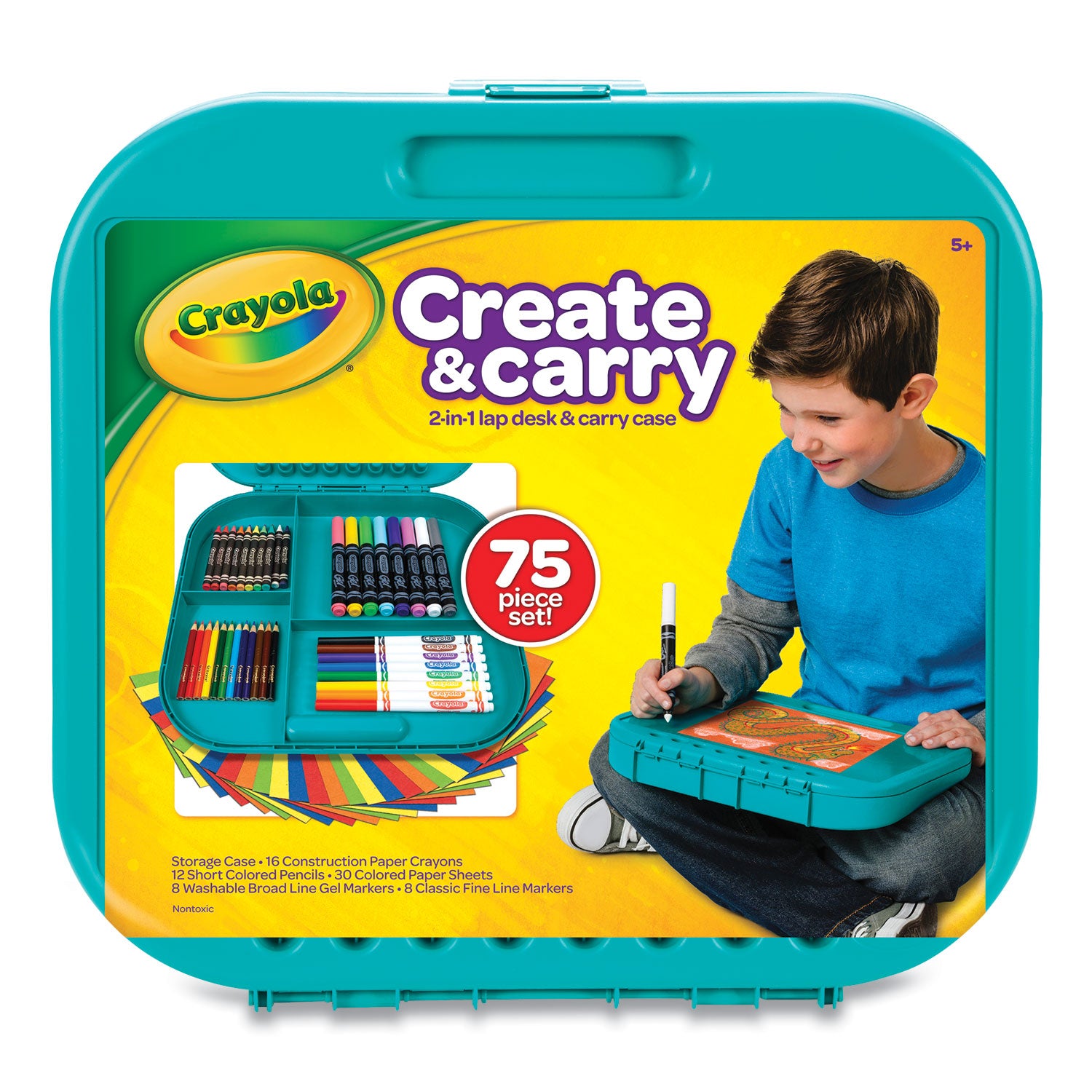 Crayola Create N' Carry Case, Combo Art Storage Case and Lap Desk, 75 Pieces (046814)