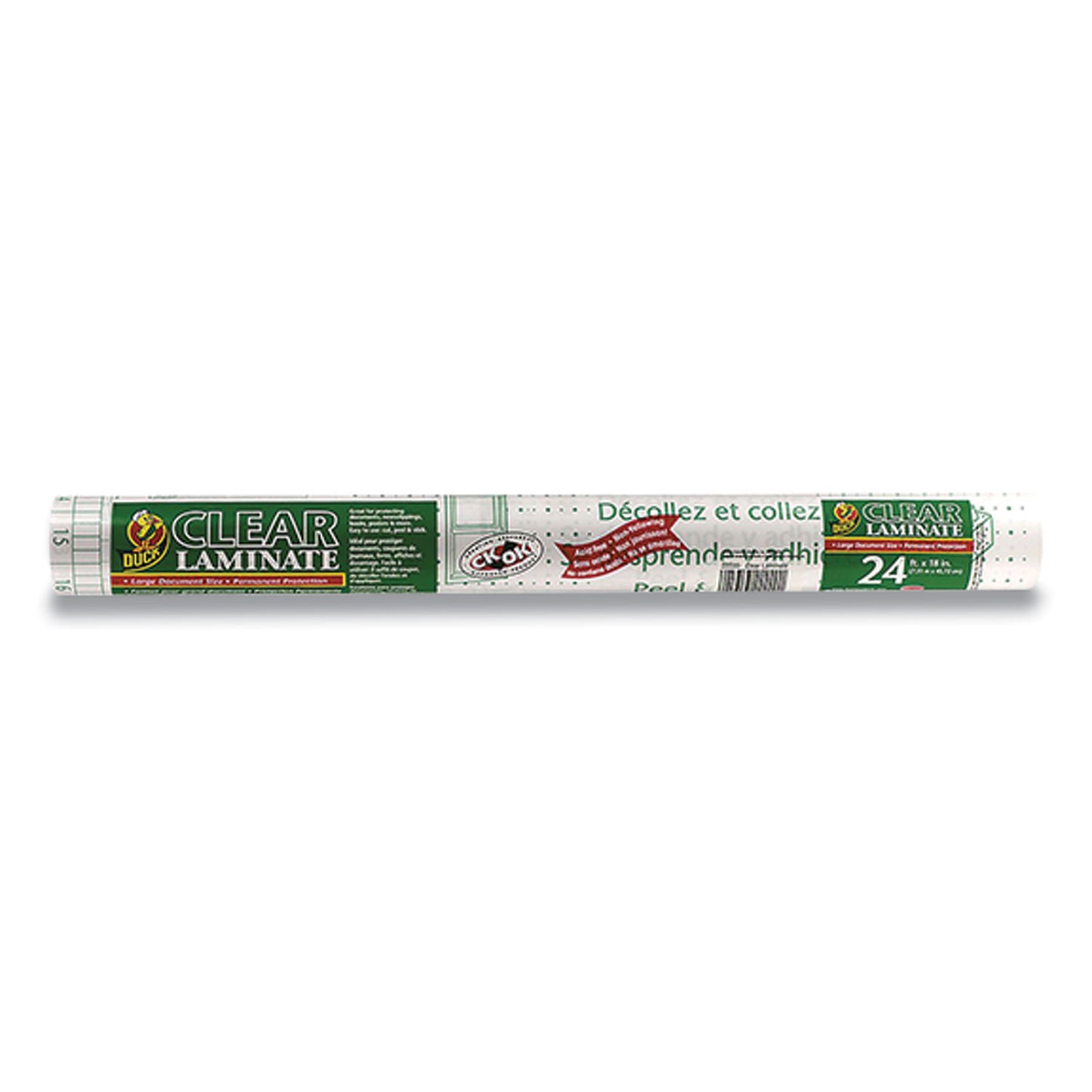 Duck Peel-and-Stick Clear Laminate Roll, 5.91 mil, 18" x 8 yd, Matte Clear (22220)