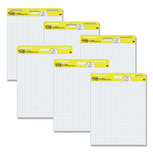 Post-it Vertical-Orientation Self-Stick Easel Pads, Quadrille Rule (1 sq/in), 25 x 30, White, 30 Sheets, 6/Pack (560VAD6PK)