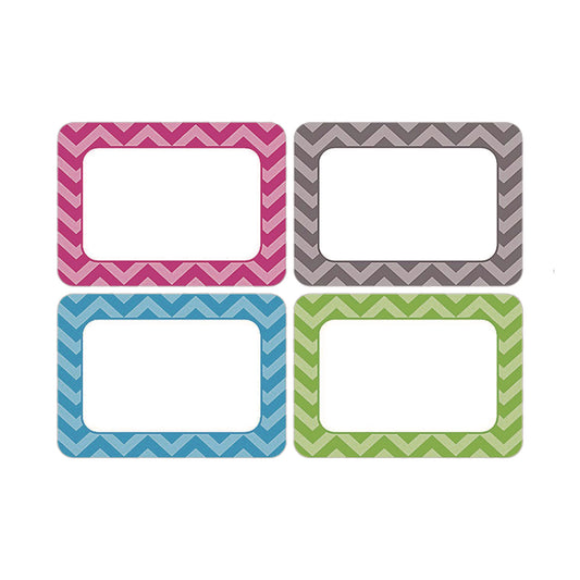 Teacher Created Resources All Grade Self-Adhesive Name Tags, 3.5 x 2.5, Chevron Border Design, Assorted Colors, 36/Pack (5526)