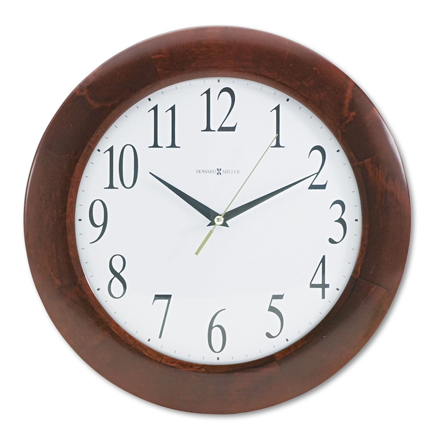 Howard Miller Corporate Wall Clock, 12.75" Overall Diameter, Cherry Case, 1 AA (sold separately) (625214)