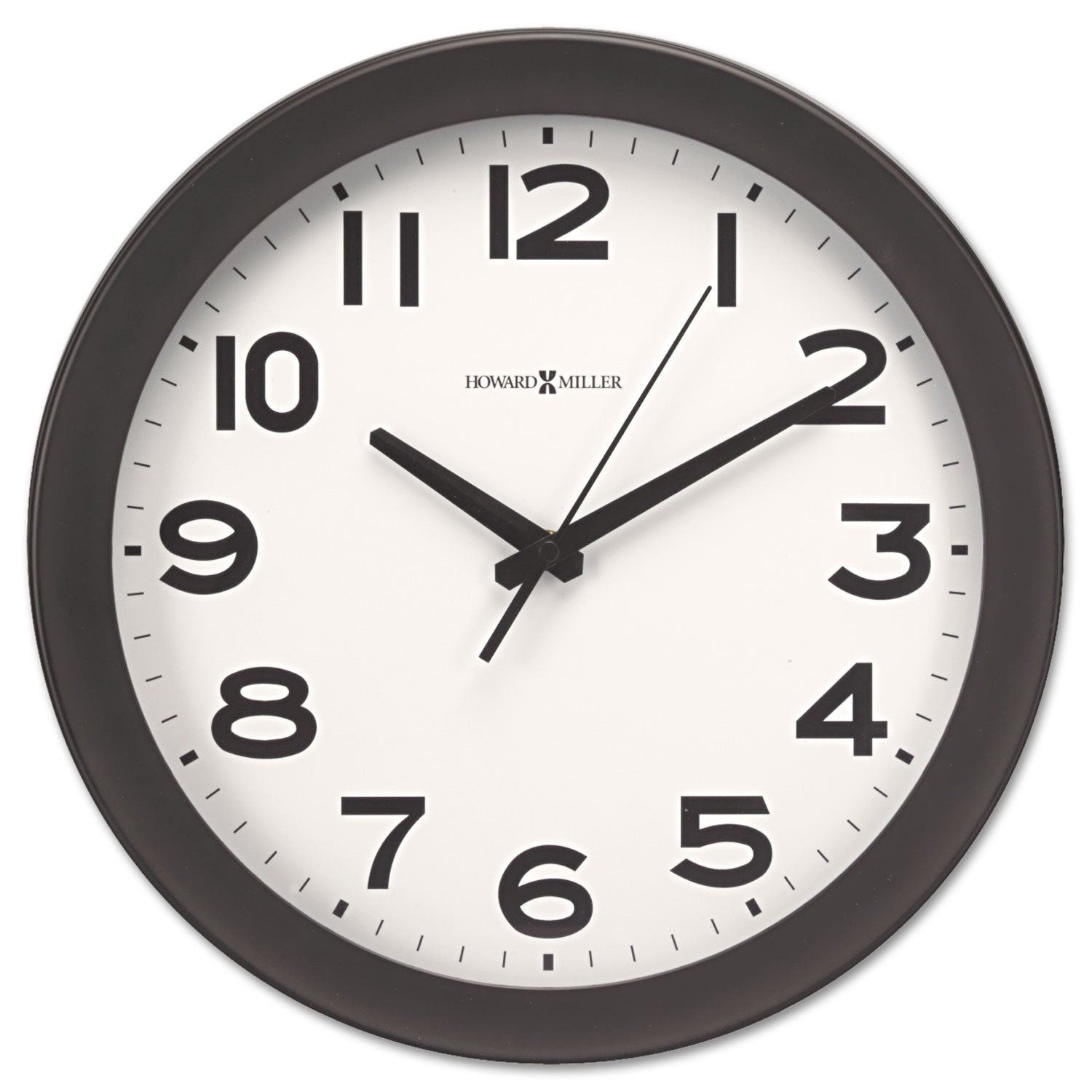 Howard Miller Kenwick Wall Clock, 13.5" Overall Diameter, Black Case, 1 AA (sold separately) (625485)