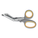 First Aid Only Titanium-Bonded Angled Medical Shears, 7" Long, 3" Cut Length, Crane-Style Gray/Yellow Handle (90292)