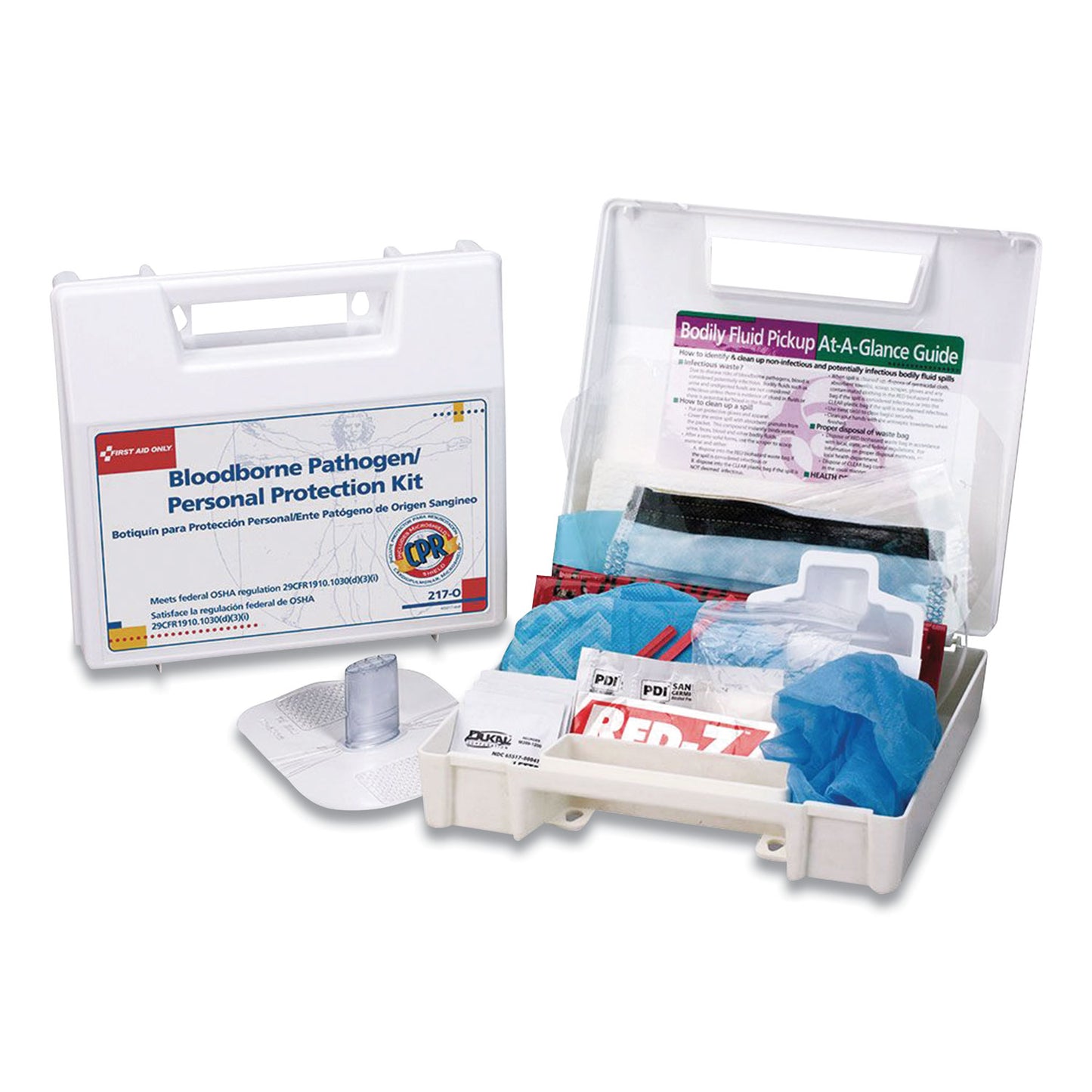 First Aid Only Bloodborne Pathogen and Personal Protection Kit with Microshield, 26 Pieces, Plastic Case (217O)