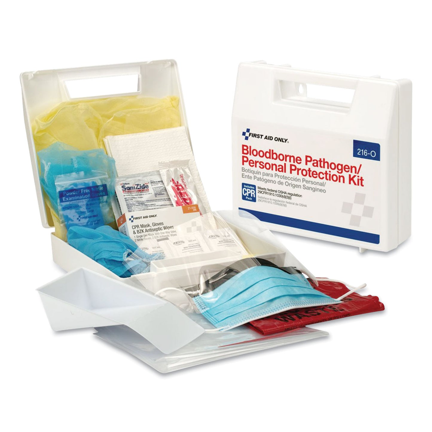 First Aid Only Bloodborne Pathogen Spill Clean Up Kit with CPR Pack, 31 Pieces, Plastic Case (216O)