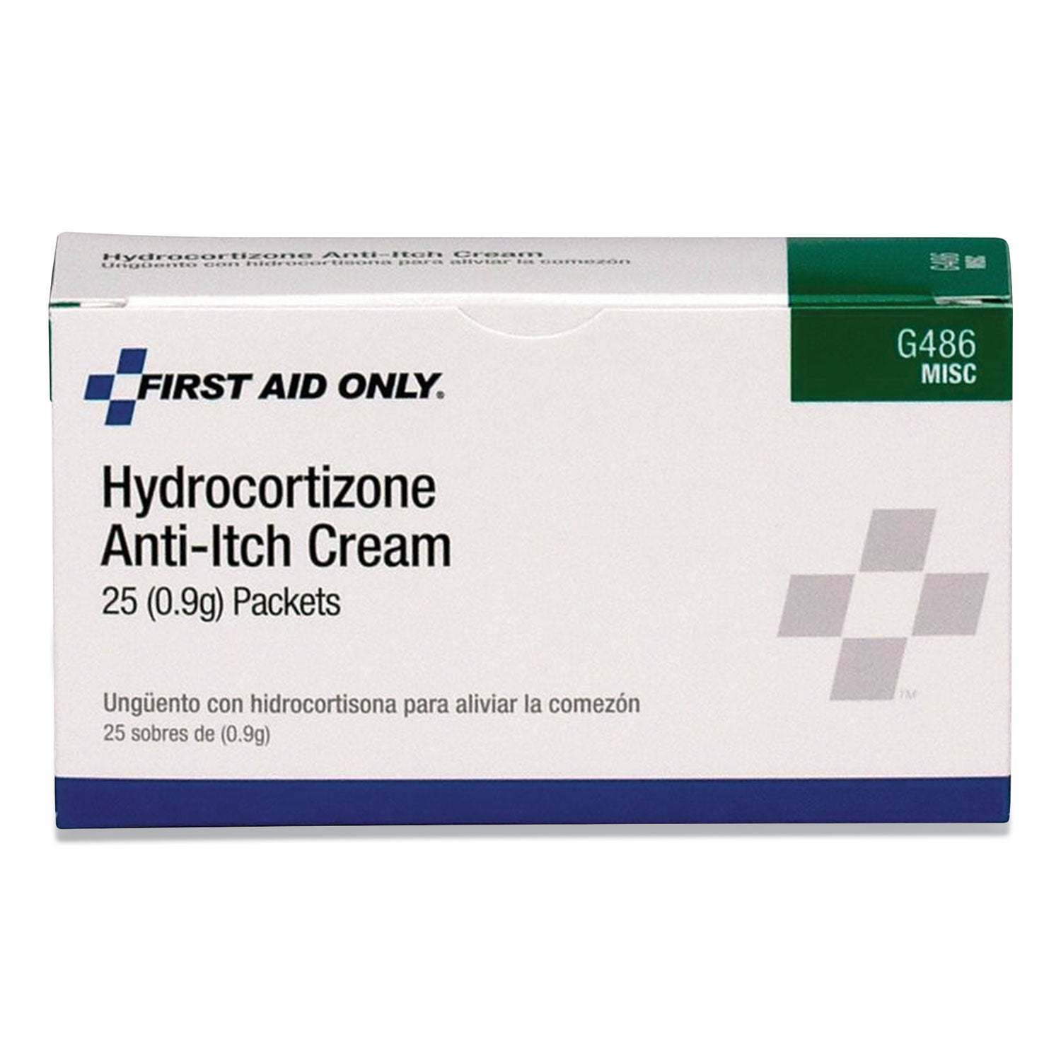 First Aid Only Hydrocortisone Anti-Itch Cream, 0.03 oz Packet, 25/Box (G486)