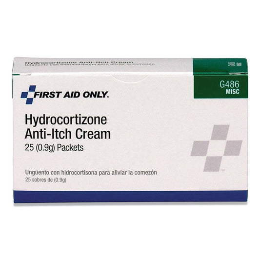 First Aid Only Hydrocortisone Anti-Itch Cream, 0.03 oz Packet, 25/Box (G486)