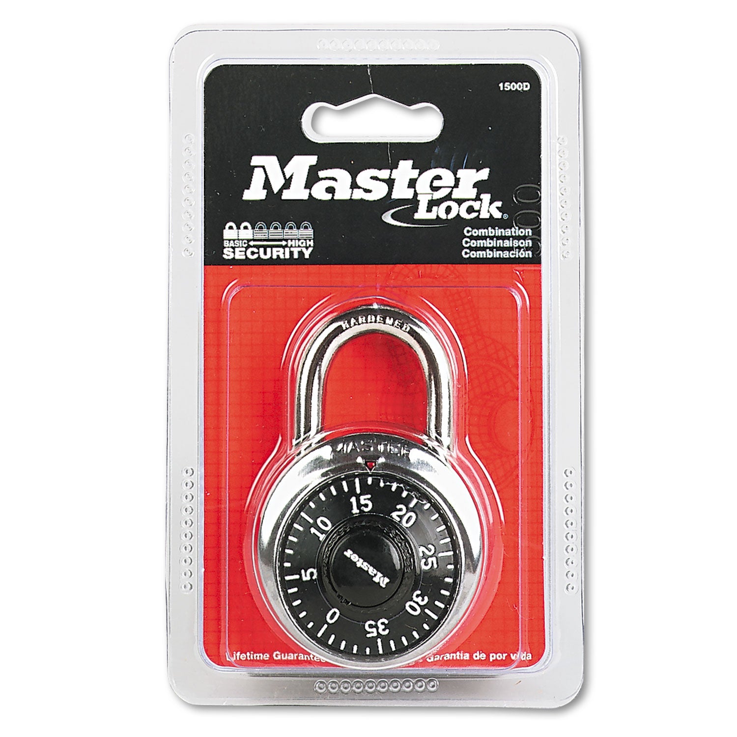 Master Lock Combination Lock, Stainless Steel, 1.87" Wide, Silver (1500D)