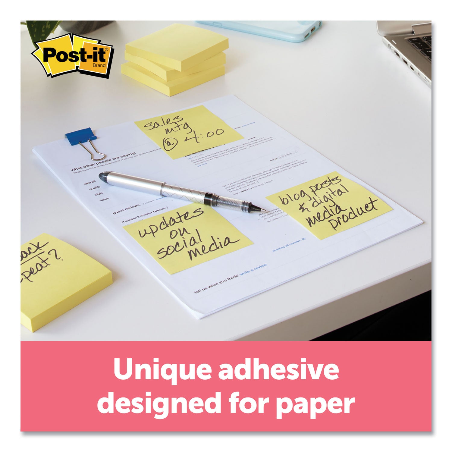 Post-it Original Pads in Canary Yellow, Value Pack, 3" x 3", 100 Sheets/Pad, 24 Pads/Pack (65424VAD)