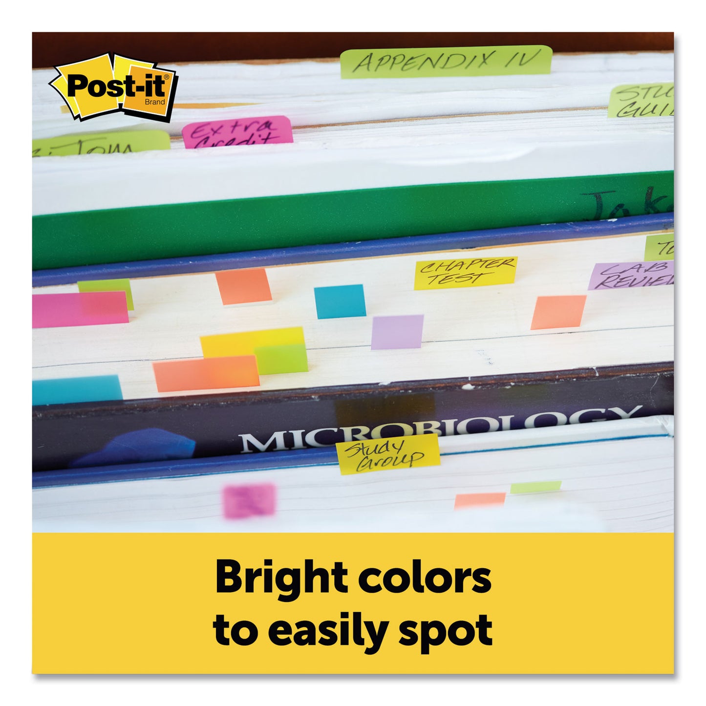 Post-it Page Flag Markers, Assorted Brights, 100 Flags/Pad, 5 Pads/Pack (6705AN)