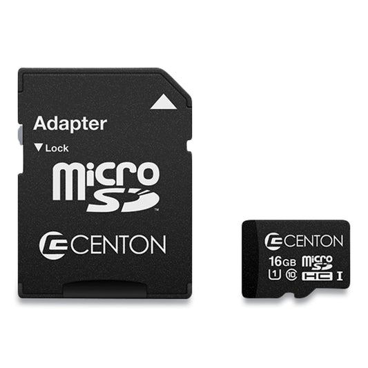 Centon microSDHC Memory Card with SD Adapter, UHS-I U1 Class 10, 16 GB (S1MSDHU116G)