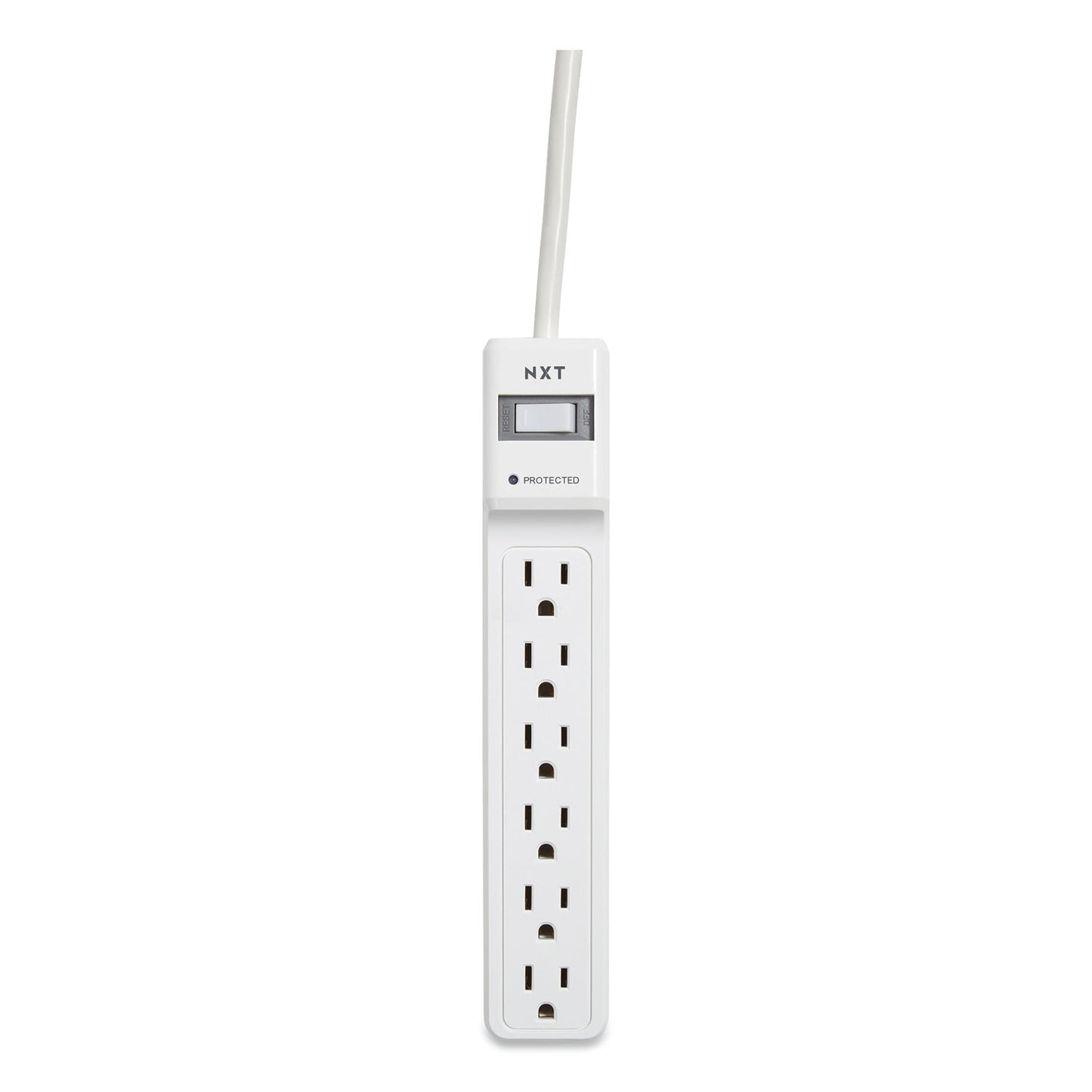 NXT Technologies Surge Protector, 6 AC Outlets, 2.5 ft Cord, 500 J, White, 2/Pack (24324332)