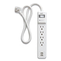 NXT Technologies Surge Protector, 4 AC Outlets/2 USB Ports, 3 ft Cord, 600 J, White (24324333)