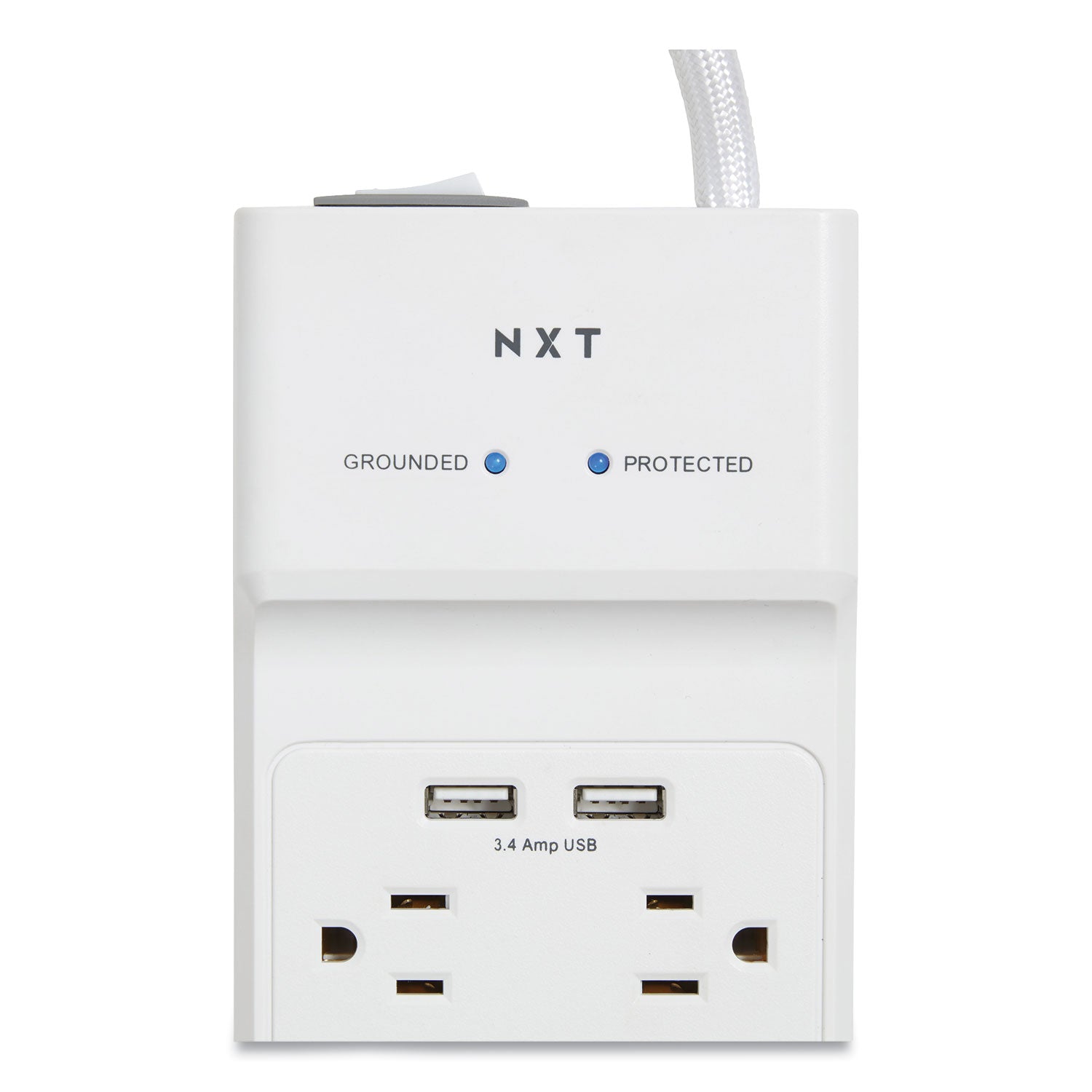 NXT Technologies Surge Protector, 10 AC Outlets/2 USB Ports, 6 ft Cord, 3,000 J, White (24324338)