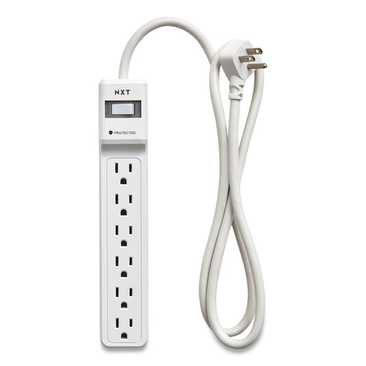 NXT Technologies Surge Protector, 6 AC Outlets, 4 ft Cord, 600 J, White (24373160)