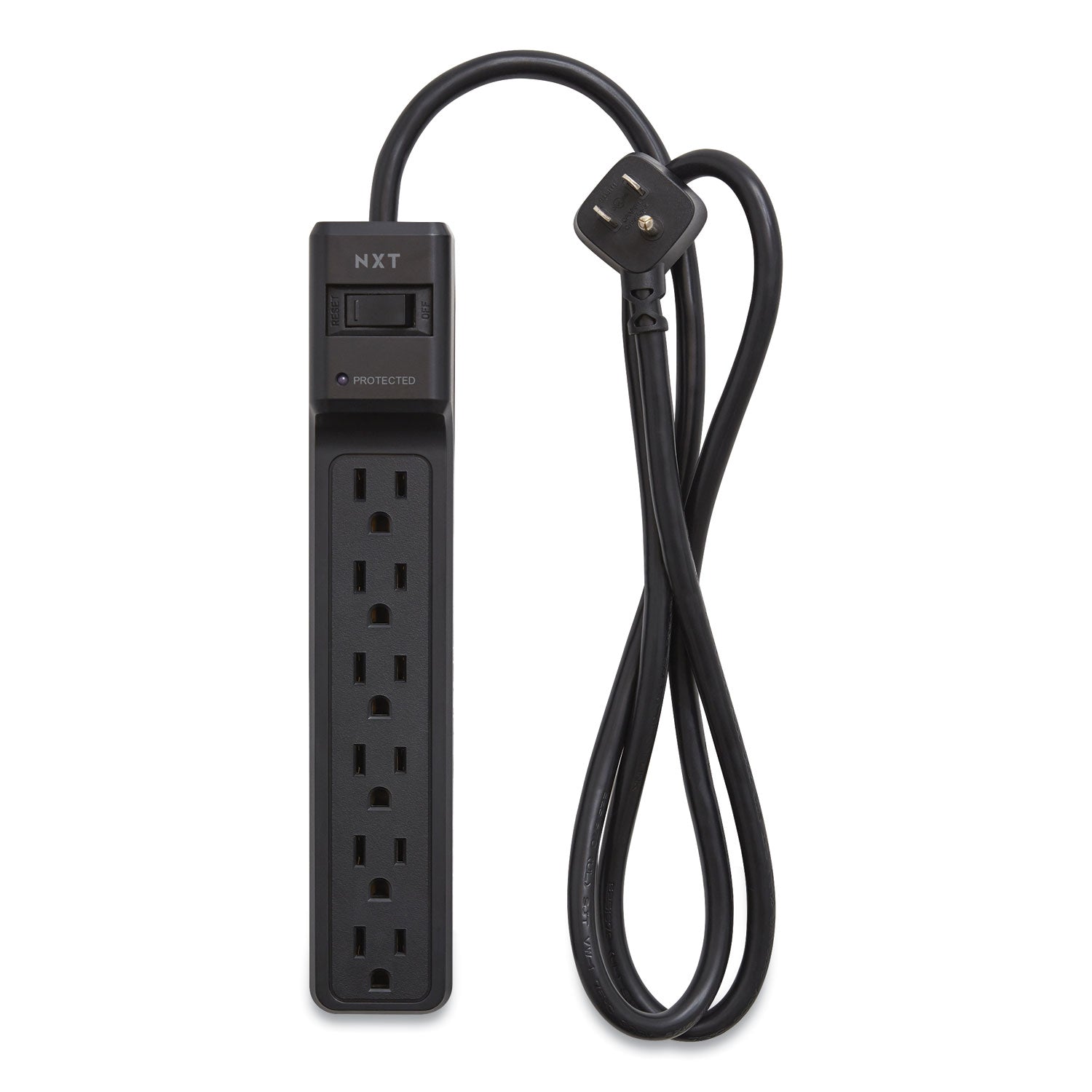 NXT Technologies Surge Protector, 6 AC Outlets, 4 ft Cord, 600 J, Black (24373161)