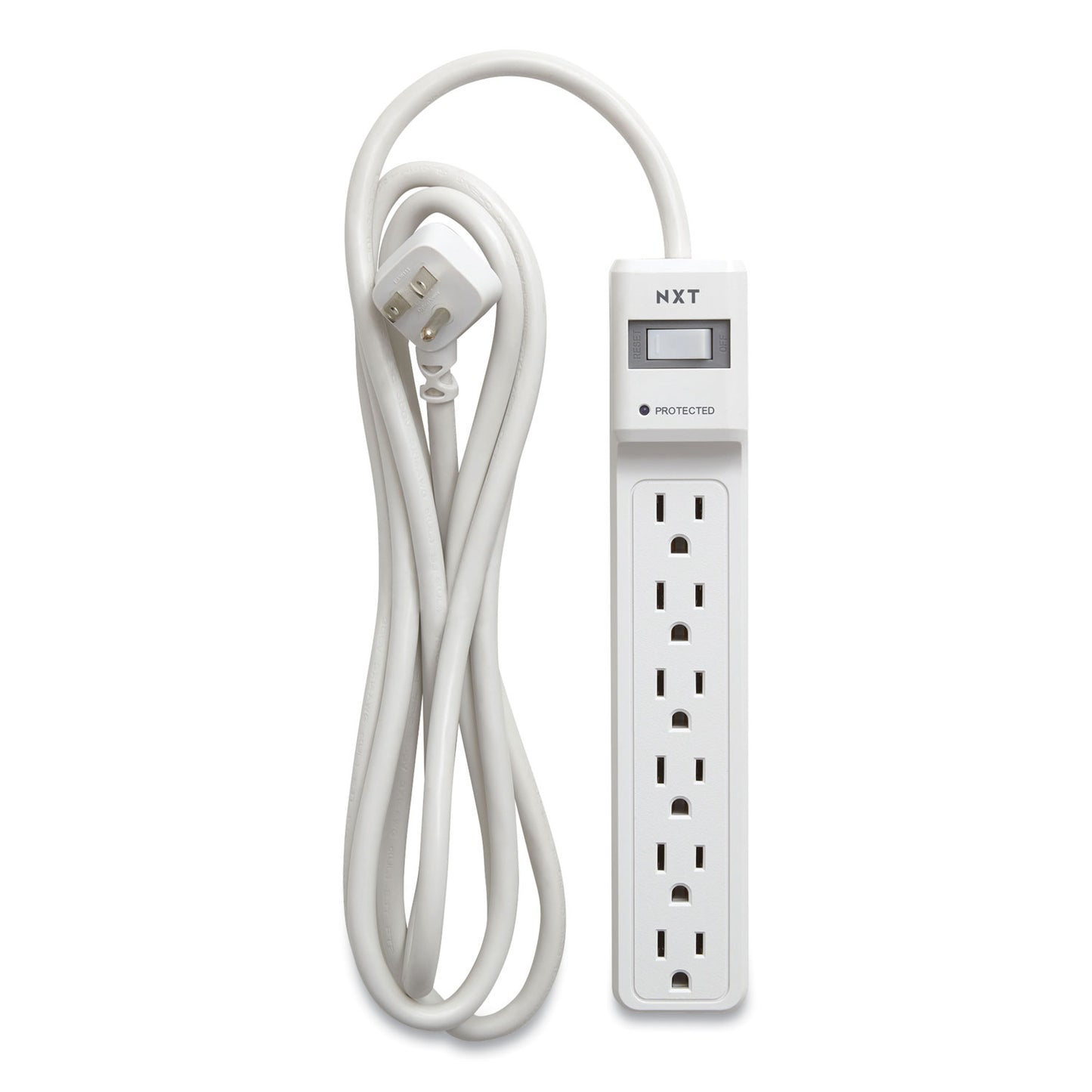 NXT Technologies Surge Protector, 6 AC Outlets, 8 ft Cord, 900 J, White (24373162)