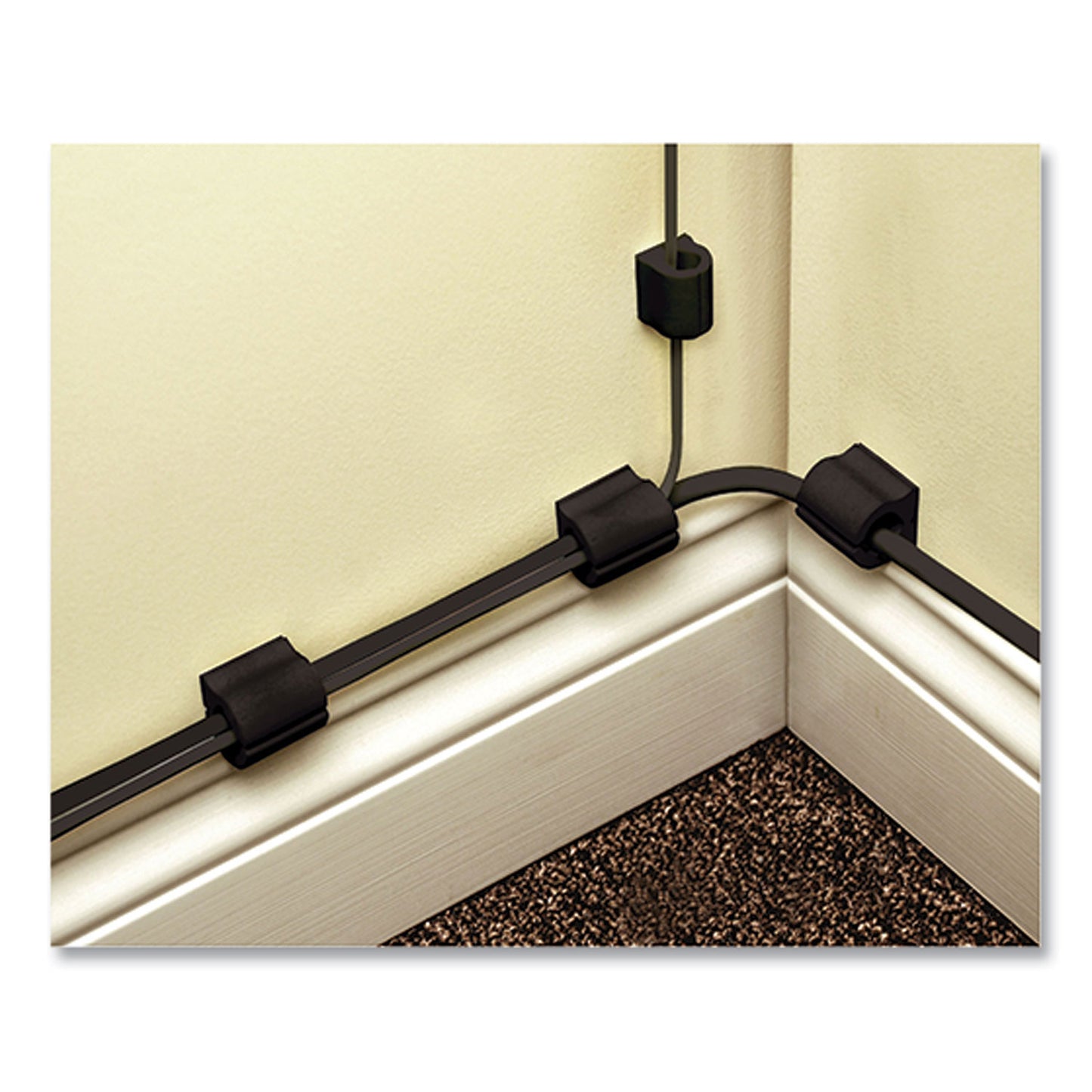 UT Wire D-Wings Nail-Free Cord Clips, 12 Small 0.38", Six Large 0.5", Black, 18/Pack (UTWD18BK)