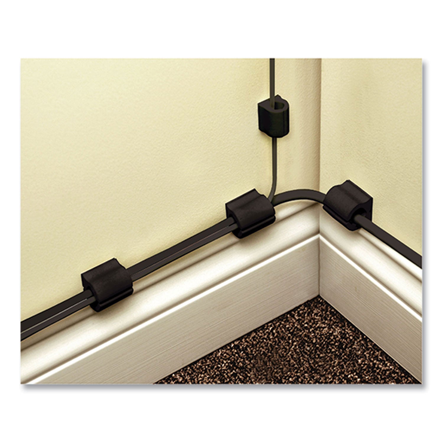 UT Wire D-Wings Nail-Free Cord Clips, 12 Small 0.38", Six Large 0.5", Black, 18/Pack (UTWD18BK)