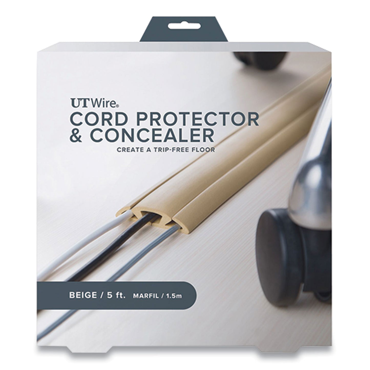 UT Wire Cord Protector and Concealer, 2.6" x 5 ft, Beige (UTWCP501BG)