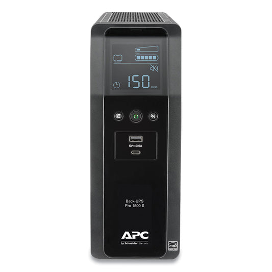 APC BR1500MS Back-UPS PRO BR Series SineWave Battery Backup System, 10 Outlets, 1,500 VA, 1,080 J