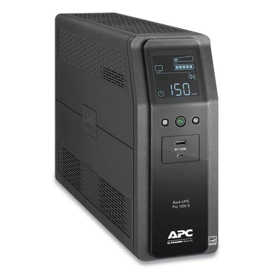 APC BR1500MS Back-UPS PRO BR Series SineWave Battery Backup System, 10 Outlets, 1,500 VA, 1,080 J