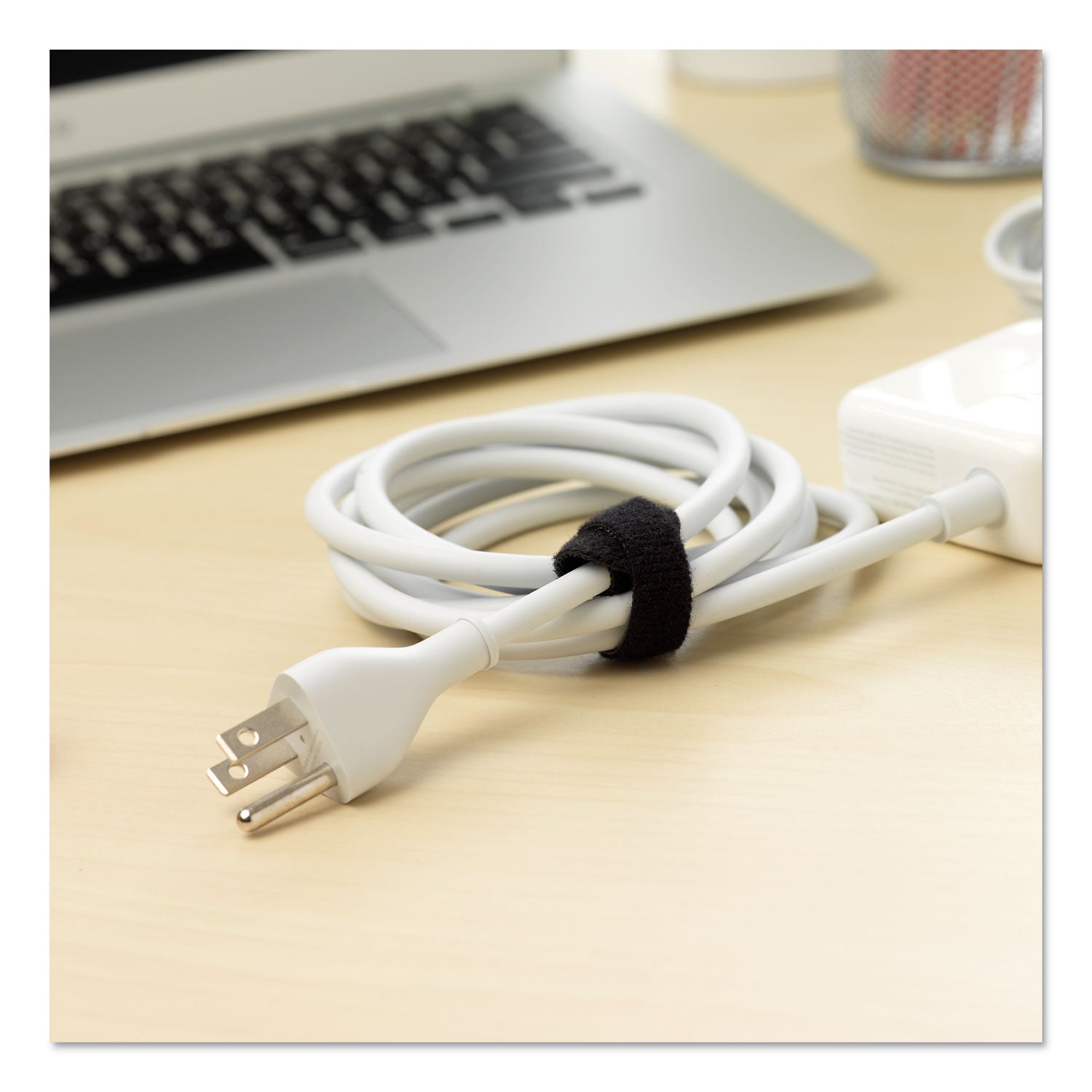 Velcro ONE-WRAP Pre-Cut Thin Ties, 0.25" x 8", Black, 25/Pack (91141)