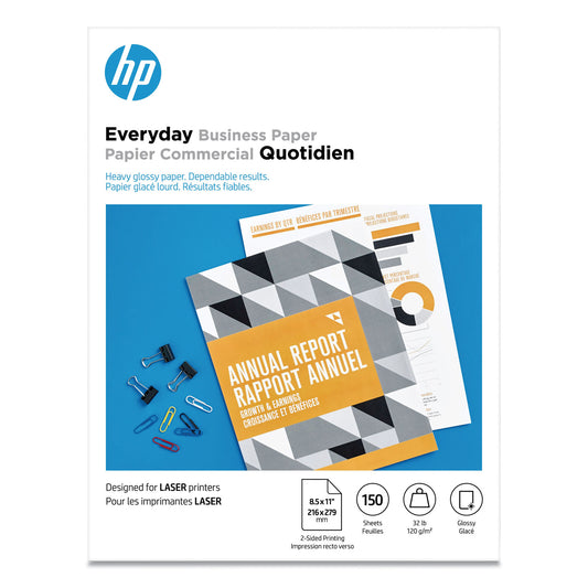 HP Everyday Business Paper, 32 lb Bond Weight, 8.5 x 11, Glossy White, 150/Pack (4WN08A)