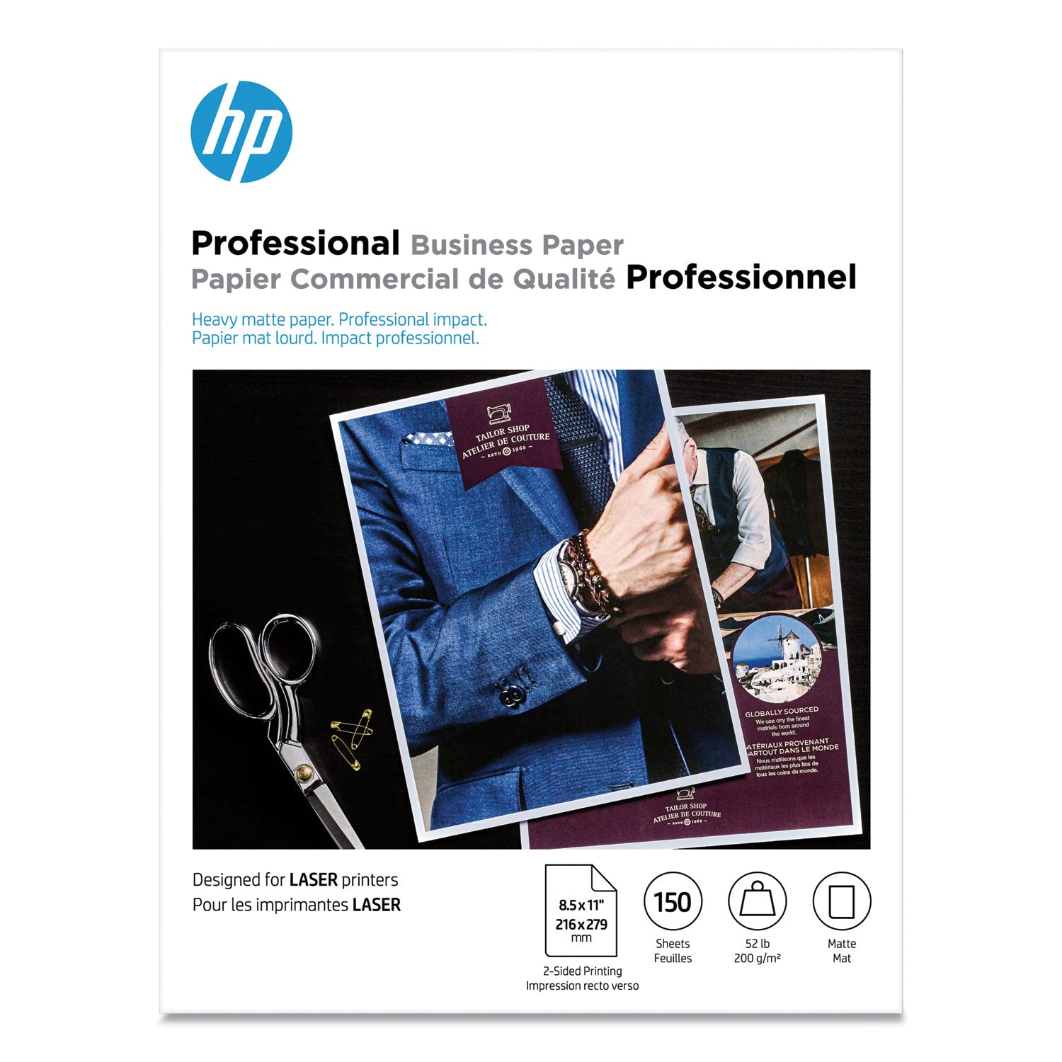 HP Professional Business Paper, 52 lb Bond Weight, 8.5 x 11, Matte White, 150/Pack (4WN05A)