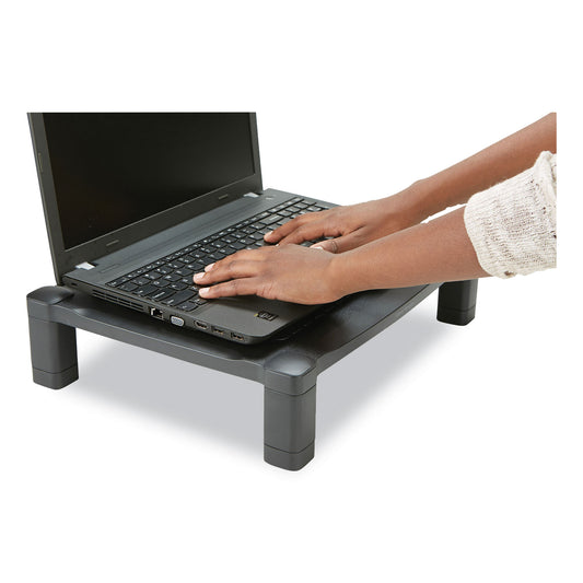 Mind Reader Adjustable Rectangular Monitor Stand, 17" x 13" x 3.75" to 5.75", Black, Supports 22 lbs (PLMONSTBLK)