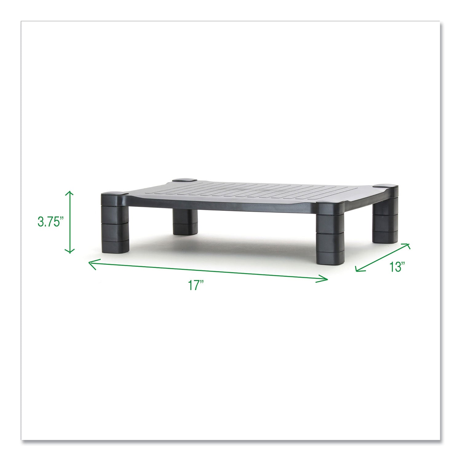 Mind Reader Adjustable Rectangular Monitor Stand, 17" x 13" x 3.75" to 5.75", Black, Supports 22 lbs (PLMONSTBLK)