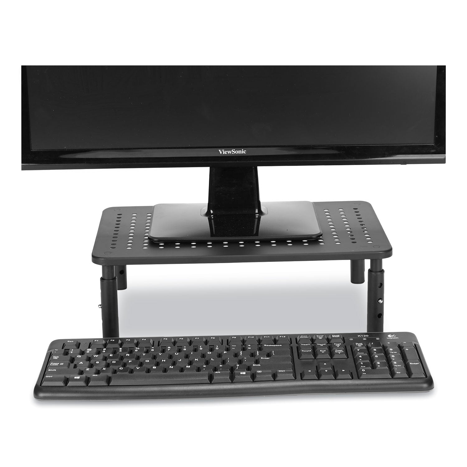 Mind Reader Adjustable Rectangular Monitor Stand, 14" x 9" x 3.25" to 5.25", Black, Supports 44 lbs (4LEGMETBLK)